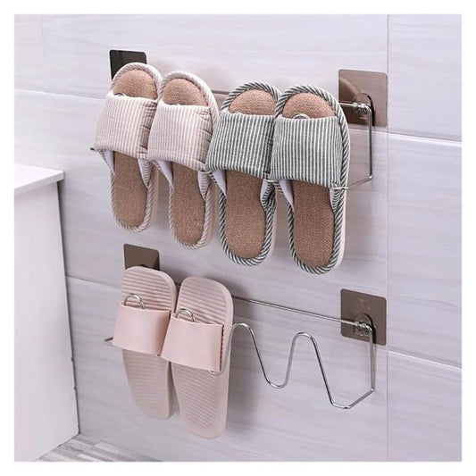 2-Pair Slippers/Shoes Steel Rack (Self-Adhesive)