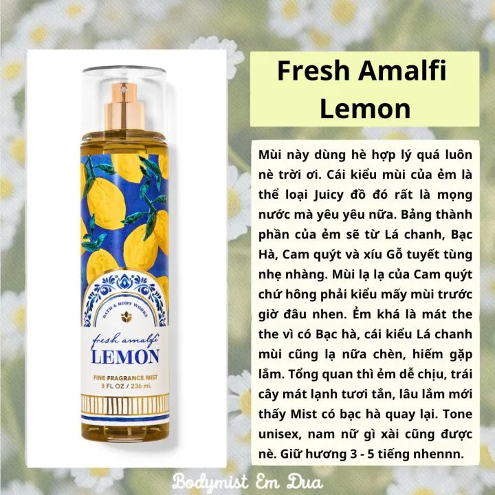 Bath & Body Works Fresh Amalfi Lemon Fine Fragrance Mist