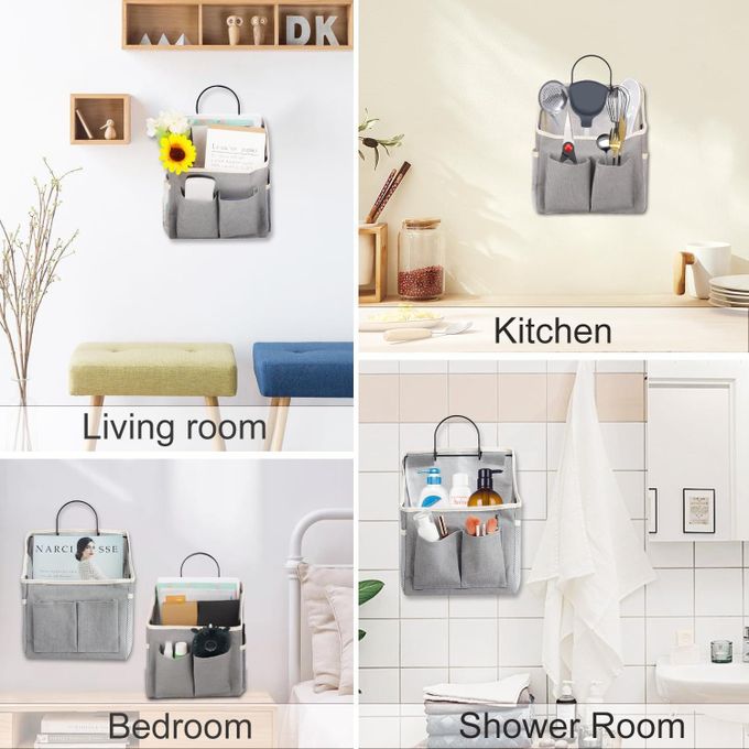 KnMn Wall Hanging Bag Storage Organizer – Grey (23.5 x 10 x 30.5 cm)