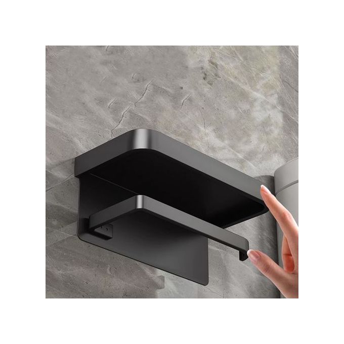 KnMn Metal Toilet Paper Holder with Shelf – Black