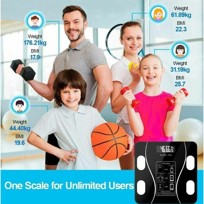 Smart Digital Weight Scale – Bluetooth Body Fat Scale with USB Charging