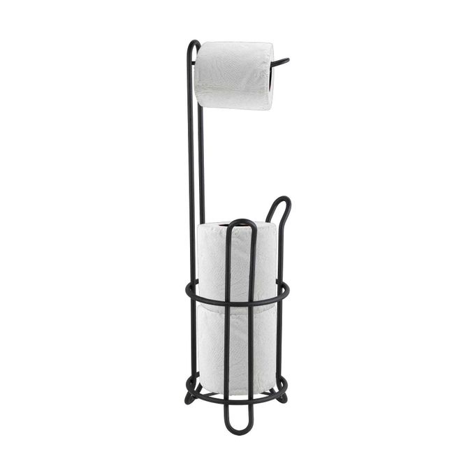 Simple Black Metal Heavy Duty Toilet Paper Holder with Dispensing Top