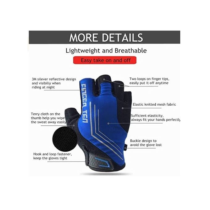 Gym Weight Lifting Cycling Riding Gloves - Black