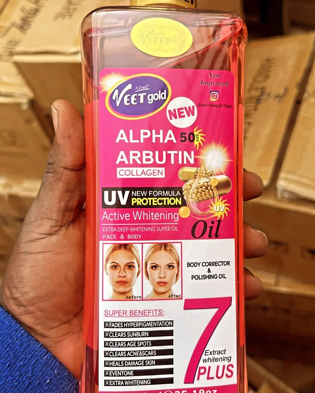 Veet Gold Alpha Arbutin Active Whitening Face & Body Corrector Oil 1000ml