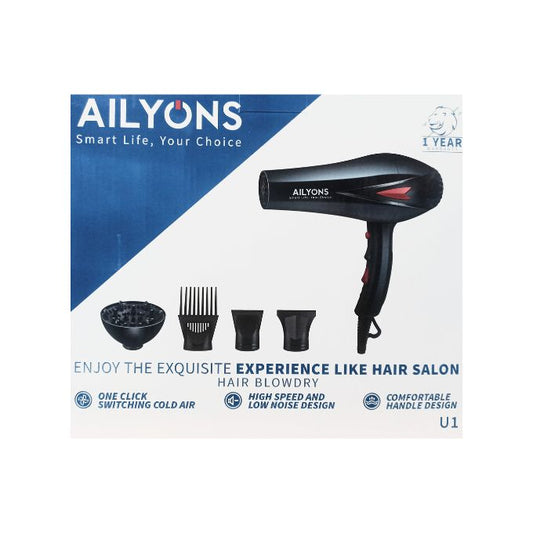 AILYONS U1 Professional Hair Blow Dryer – 2400W with 4 Beauty Accessories