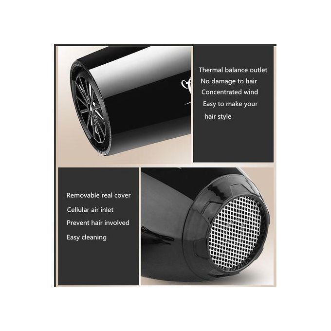 Canye Blow Dry Hair Dryer Full Set – Black (With Accessories, Combs & Flat Iron)