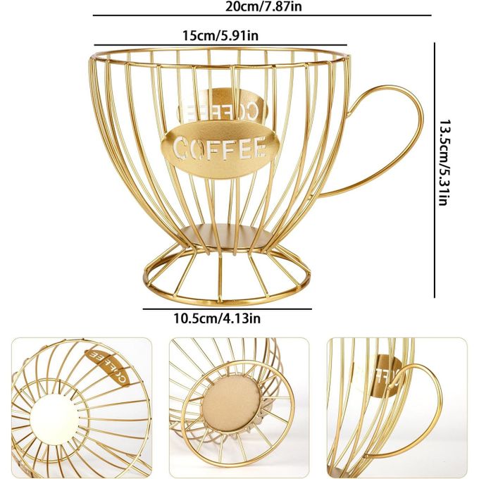 KnMn Fruit Basket & Coffee K-Cup Pod Holder – Gold Kitchen Organizer