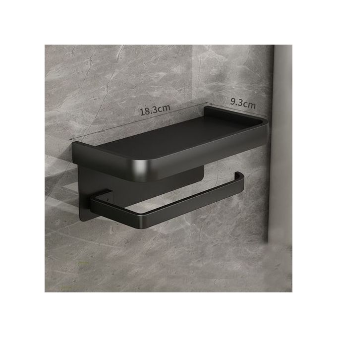KnMn Metal Toilet Paper Holder with Shelf – Black
