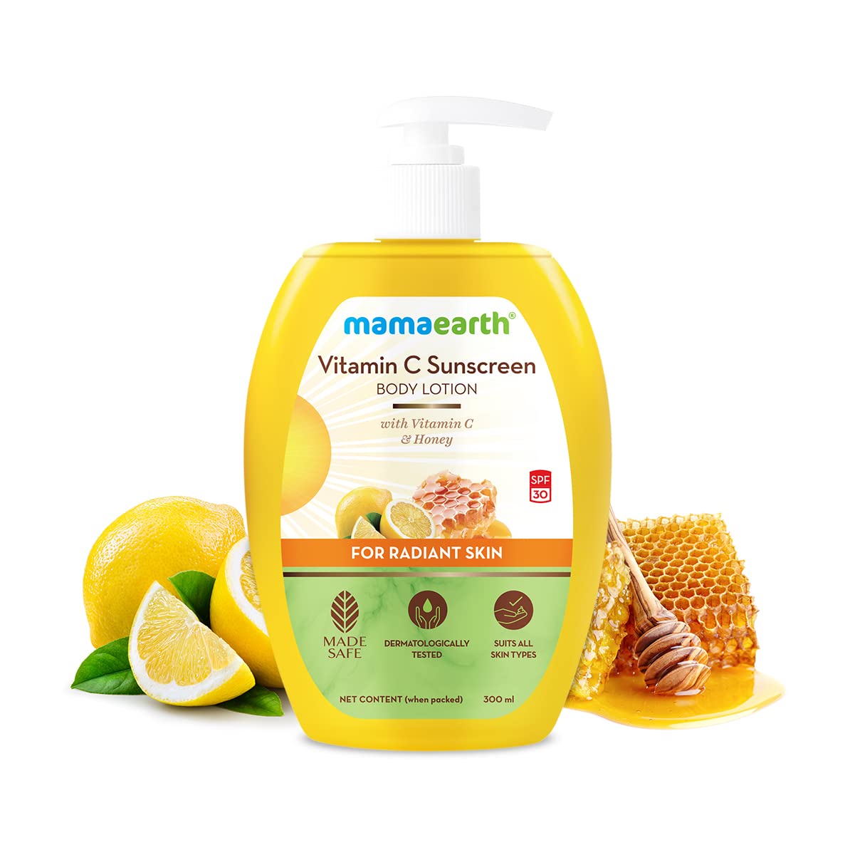 Mamaearth Vitamin C Sunscreen Body Lotion SPF 30 with Vitamin C & Honey for Radiant Skin (300ml)