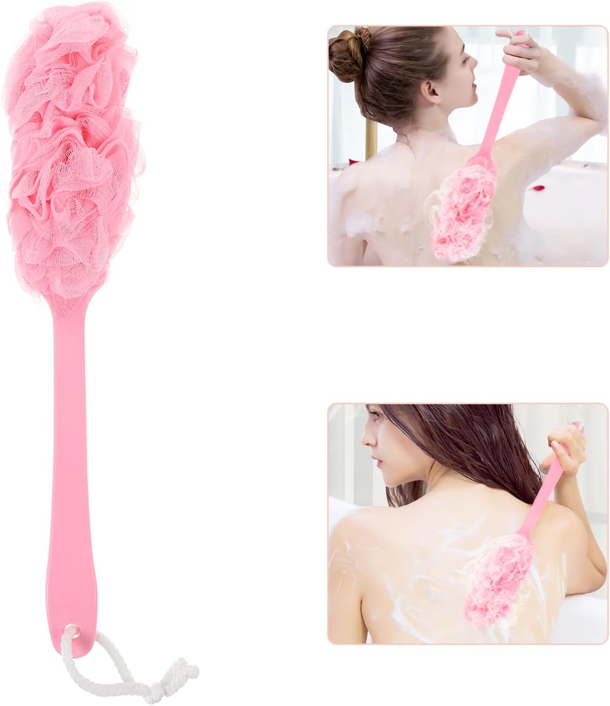 Bath & More Loofah Sponge with Long Handle Bath Shower Scrub