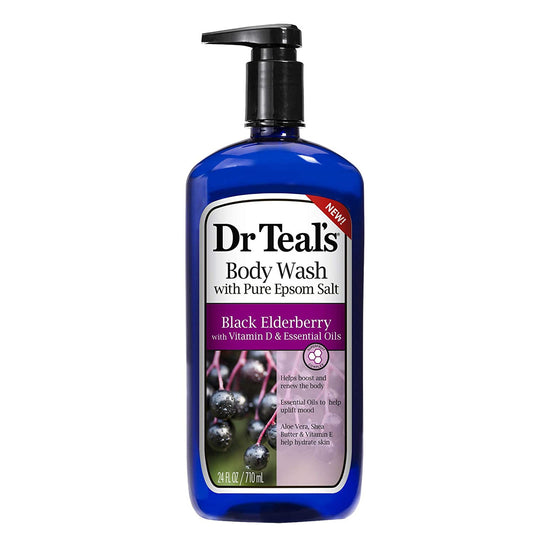 Dr Teal's Body Wash with Pure Epsom Salt, Black Elderberry, Vitamin D, and Essential Oils