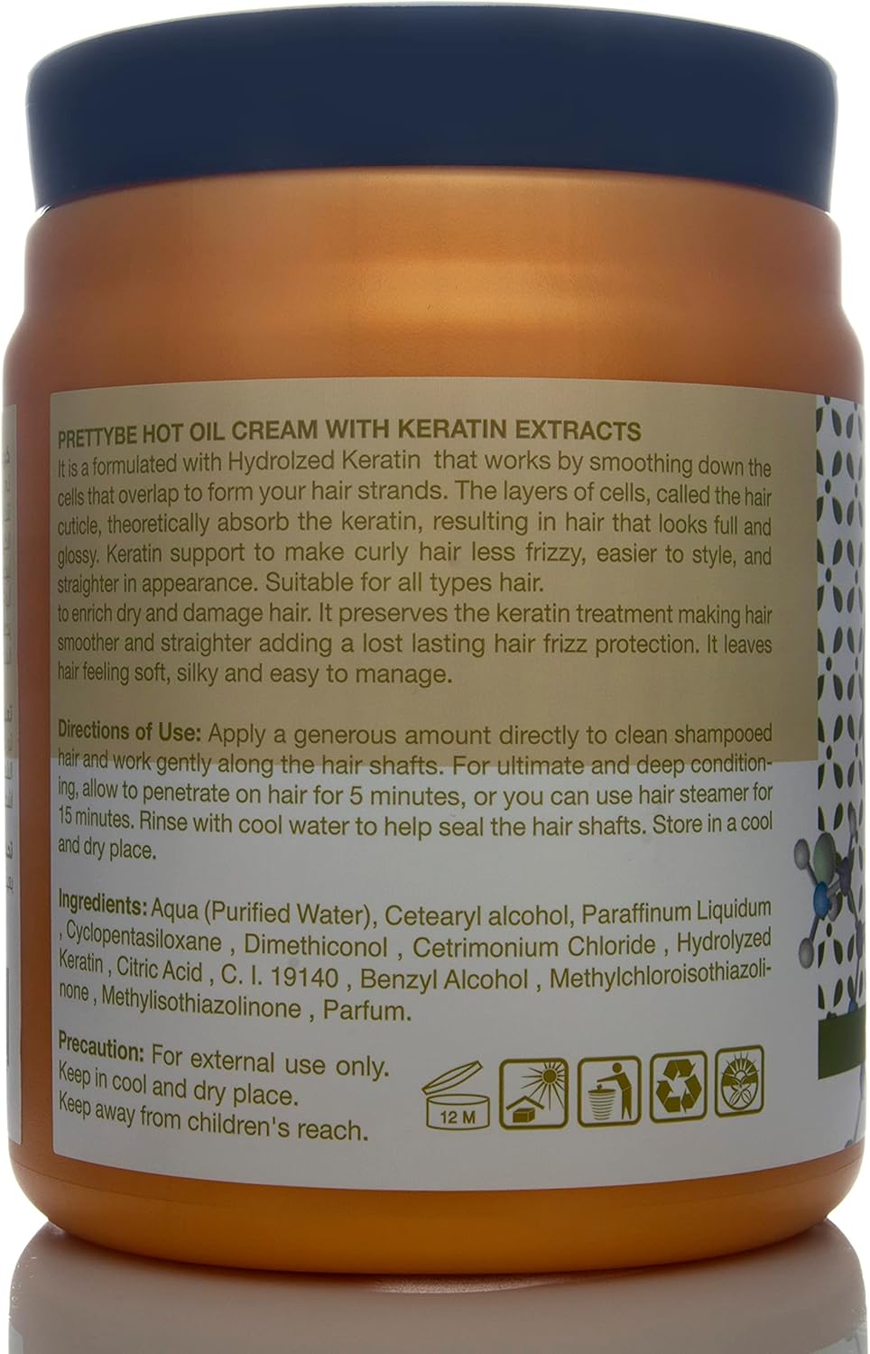 Pretty Be Hot Oil Hair Cream with Keratin Extracts - Suitable for All Hair Types (1000ml)
