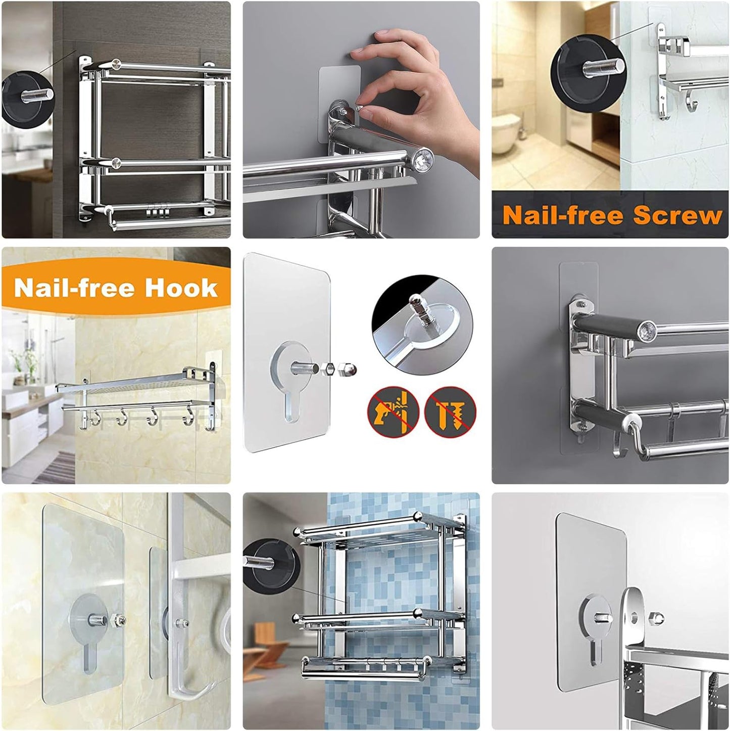 10PCS Nail-Free Transparent Wall Sticker Hooks