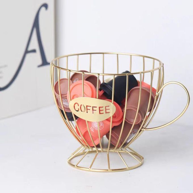 KnMn Fruit Basket & Coffee K-Cup Pod Holder – Gold Kitchen Organizer