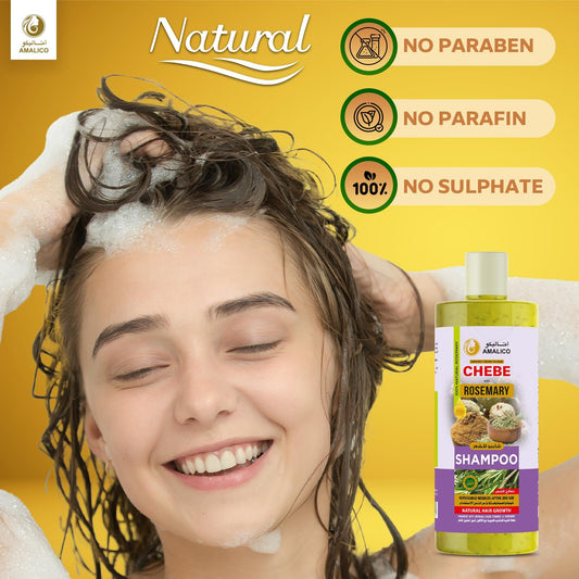 AMALICO Sulfate-Free Hair Shampoo with Rosemary Oil and Chebe Powder