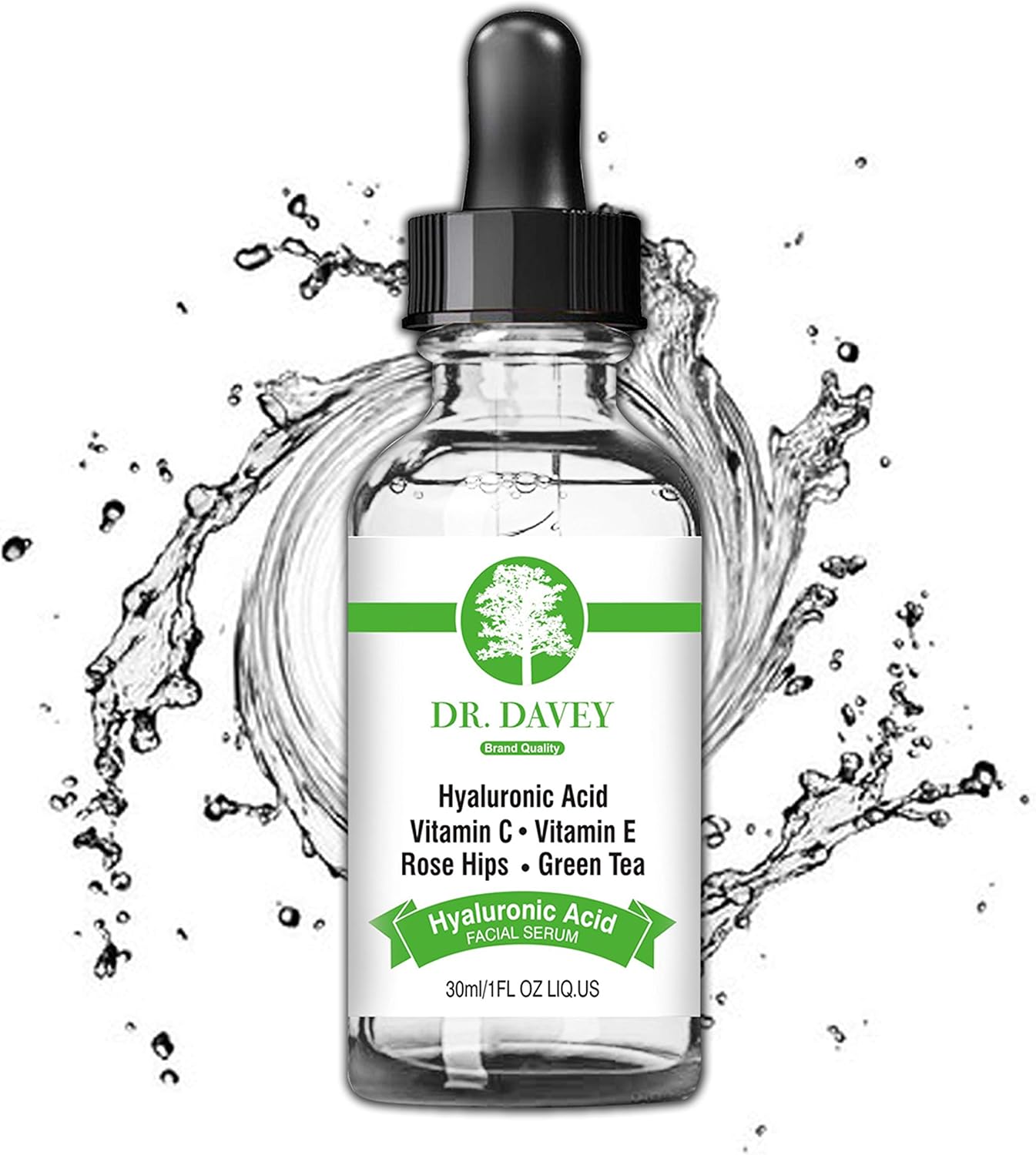 Dr. Davey Hyaluronic Acid Facial Serum with Vitamin C&E, Rosehip Oil & Green Tea (30ml)