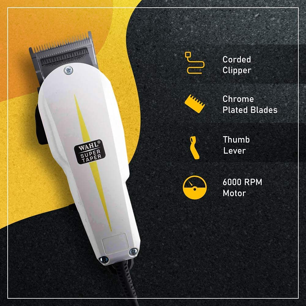 Wahl 08466-424 Corded Super Taper Hair Clipper – White