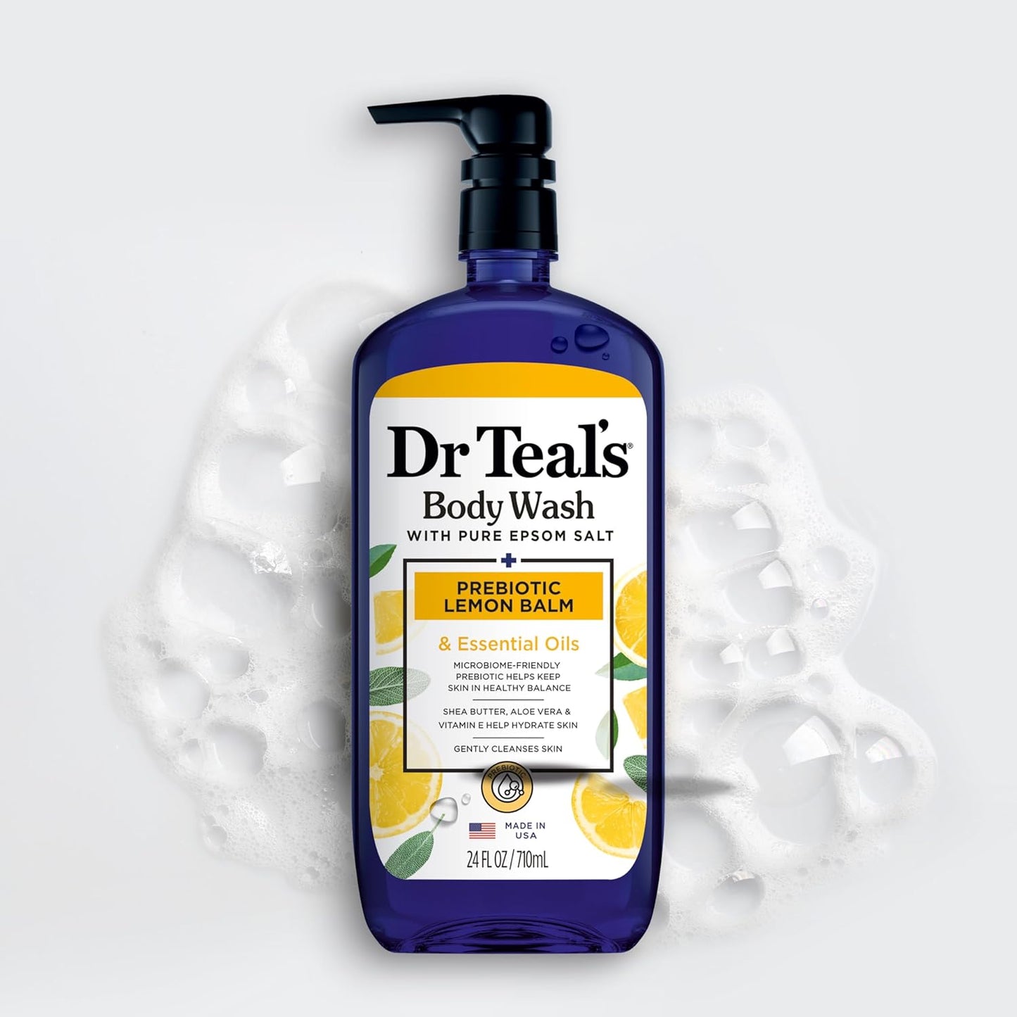 Dr Teal's Body Wash with Pure Epsom Salt, Prebiotic Lemon Balm, and Sage