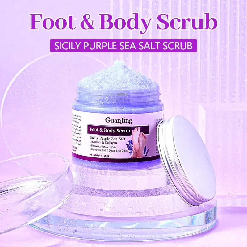 Guanjing Sicily Sea Extract Lavender & Collagen Foot & Body Scrub – 200g