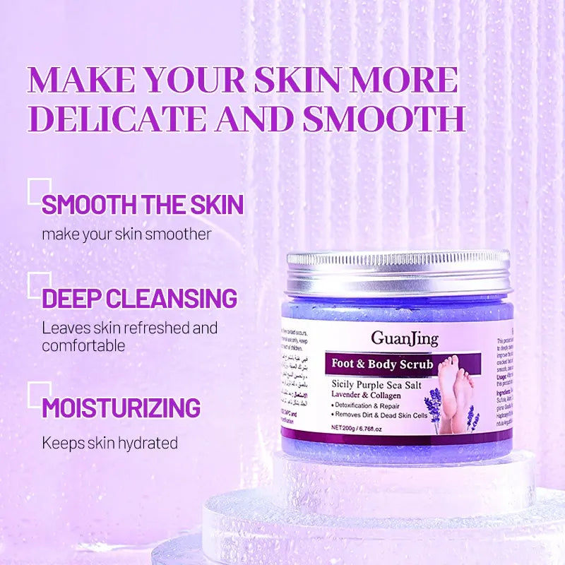 Guanjing Sicily Sea Extract Lavender & Collagen Foot & Body Scrub – 200g