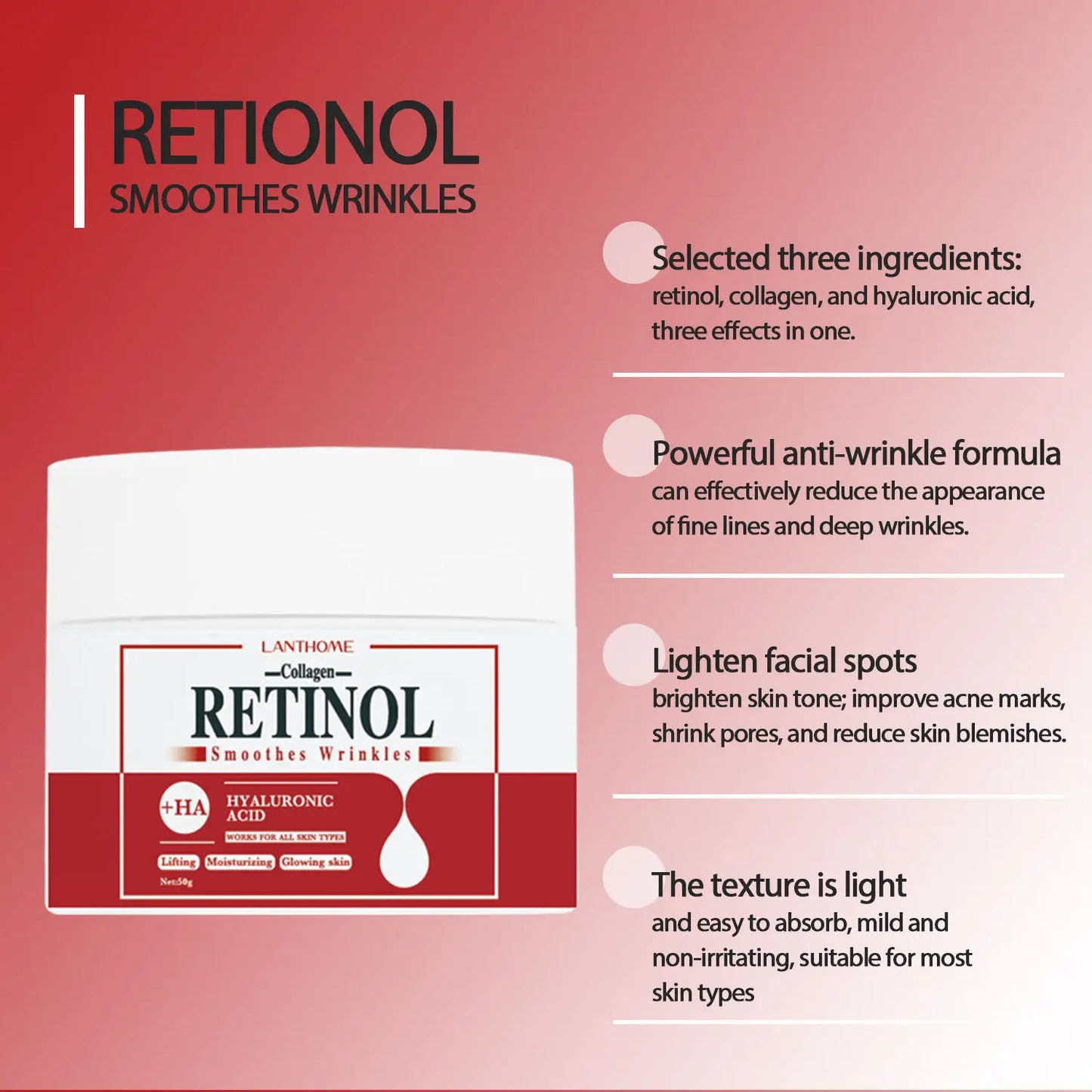 Lanthome Collagen & Retinol Face Wrinkle Remover Cream