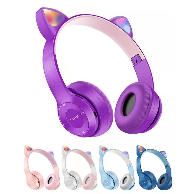 🔥 LIMITED DEAL — Kids P47M Cat Ear RGB Wireless Headphones | Bluetooth 5.0 + RGB LED + Mic + SD Card + Foldable + Cushioned | Multiple Colours | KSh 1850