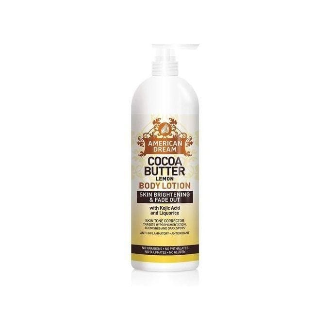 American Dream Cocoa Butter Brightening Body Lotion With Lemon Oil & Vitamin E – Skin Softening & Even Tone Moisturizer