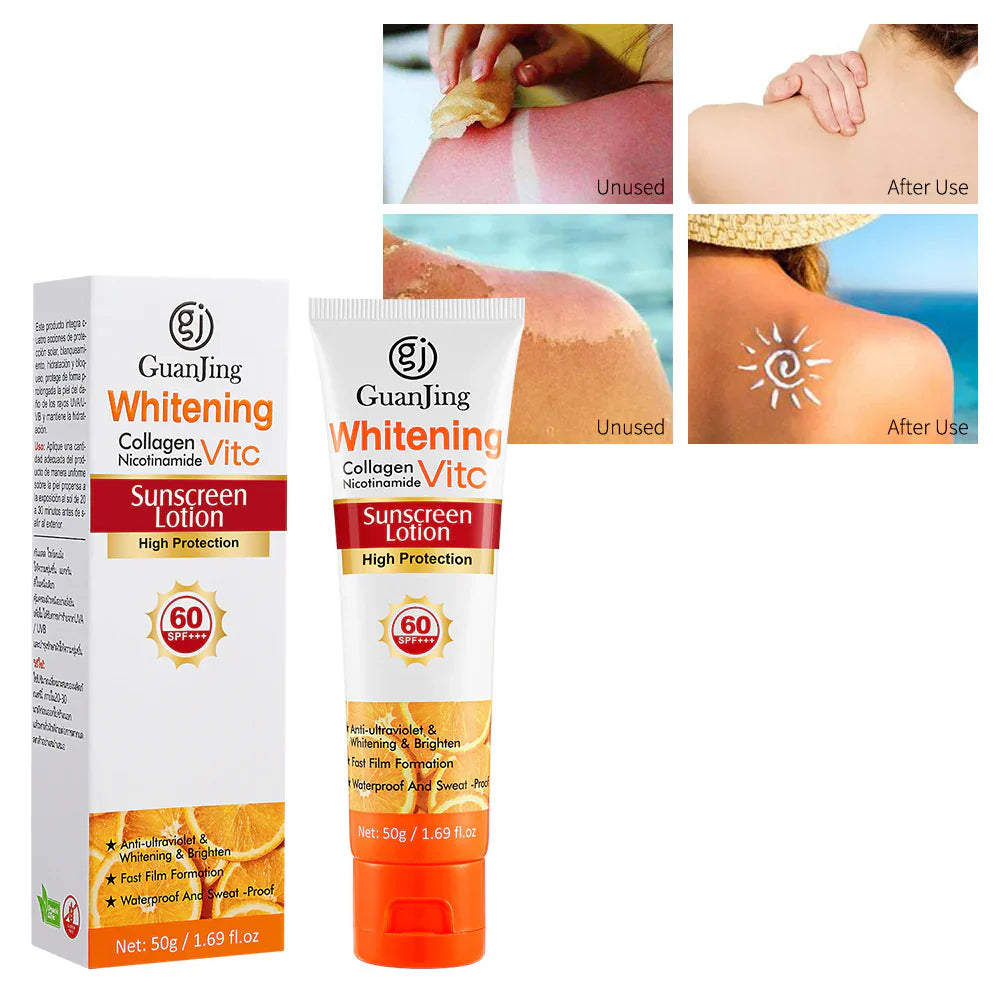 Guanjing Whitening Collagen Nicotinamide Vitamin C Sunscreen Lotion SPF 60+ – 50g
