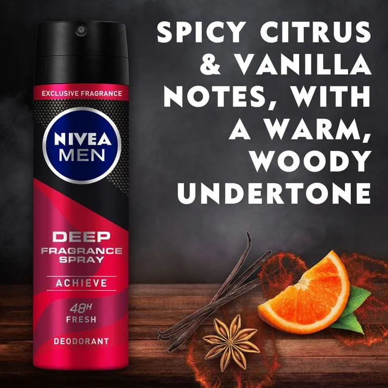 NIVEA Men Deep Fragrance Spray Achieve 150ML