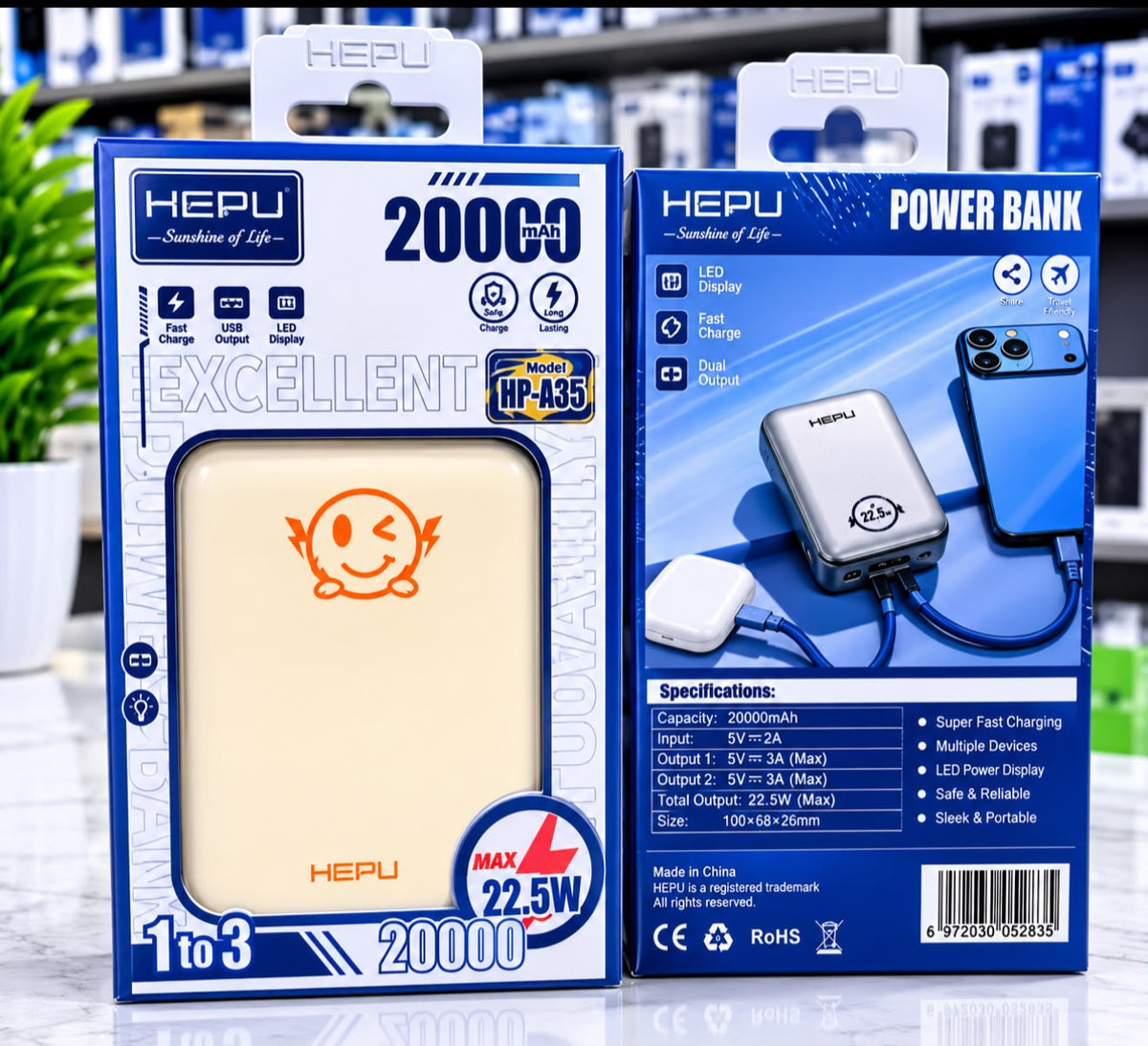 π₯ LIMITED DEAL β HEPU HP-A35 Power Bank | 20,000mAh + 22.5W Max Output + Built-in Cables | KSh 3,200