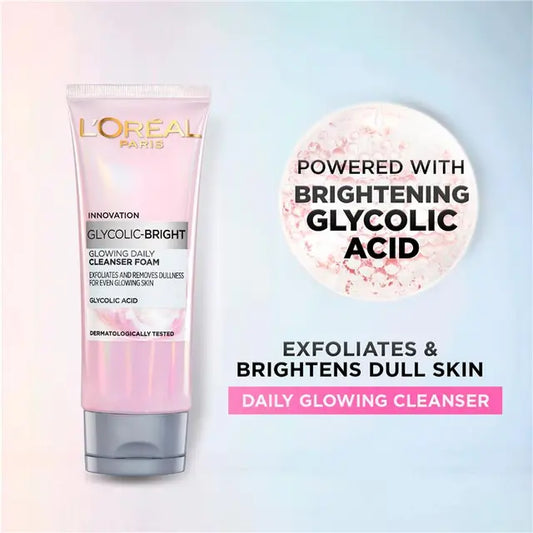 L'Oréal Paris Glycolic Bright Glowing Daily Cleanser Foam with Glycolic Acid – 100ml