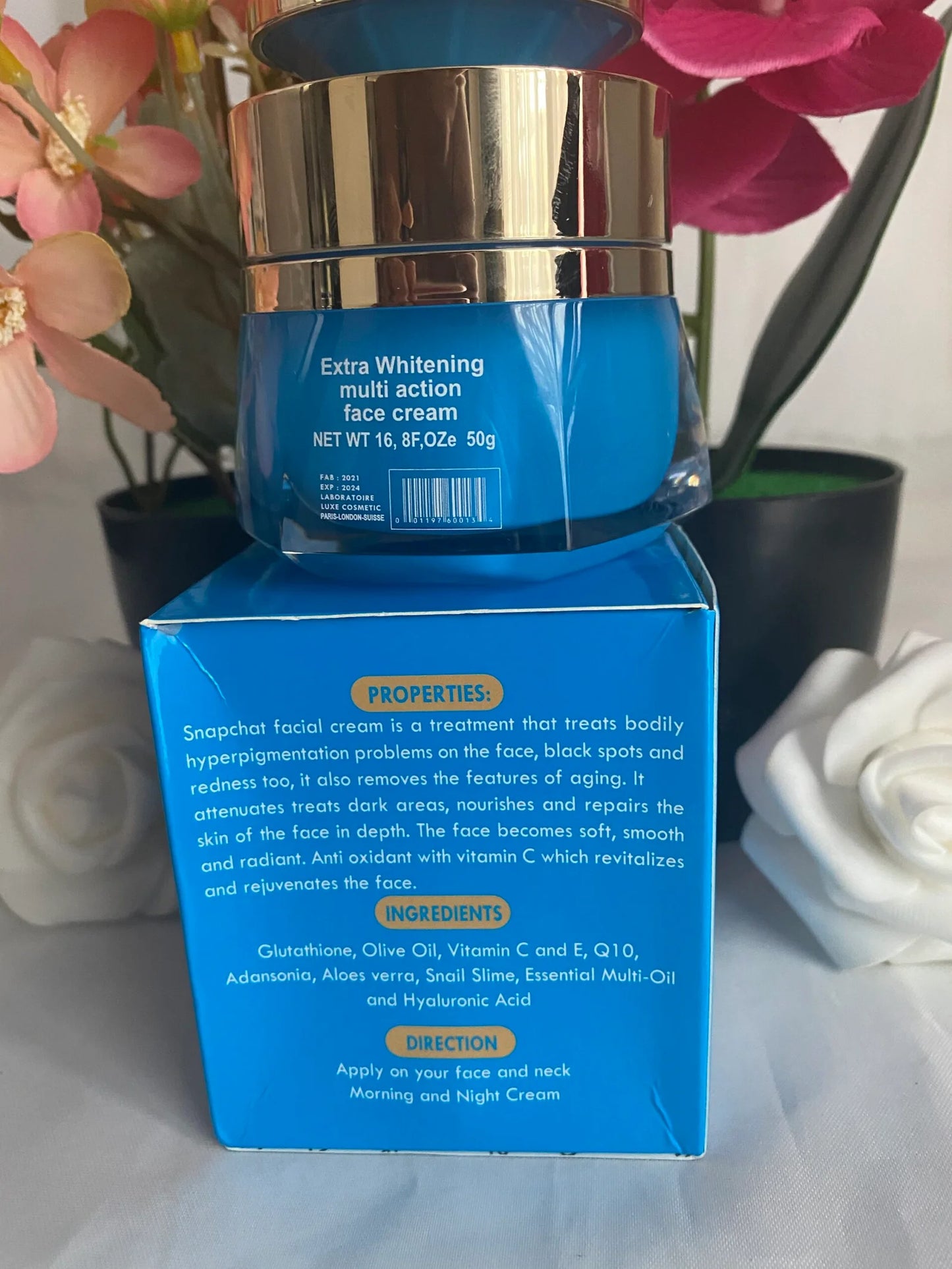 Snapchat Diamant Bleu Extra White Anti-Aging Glutathione Face Cream