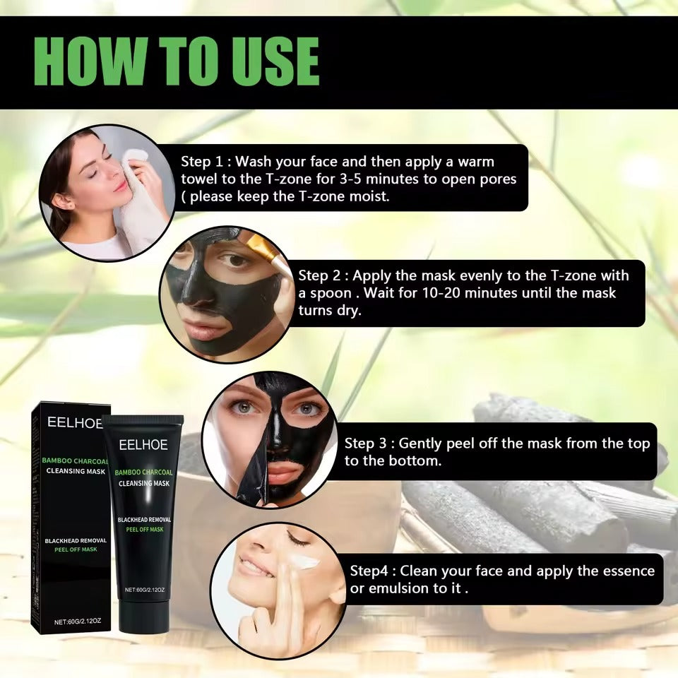 EELHOE Bamboo Charcoal Tear‑Off Mask – Blackhead Remover & Deep Pore Cleanser