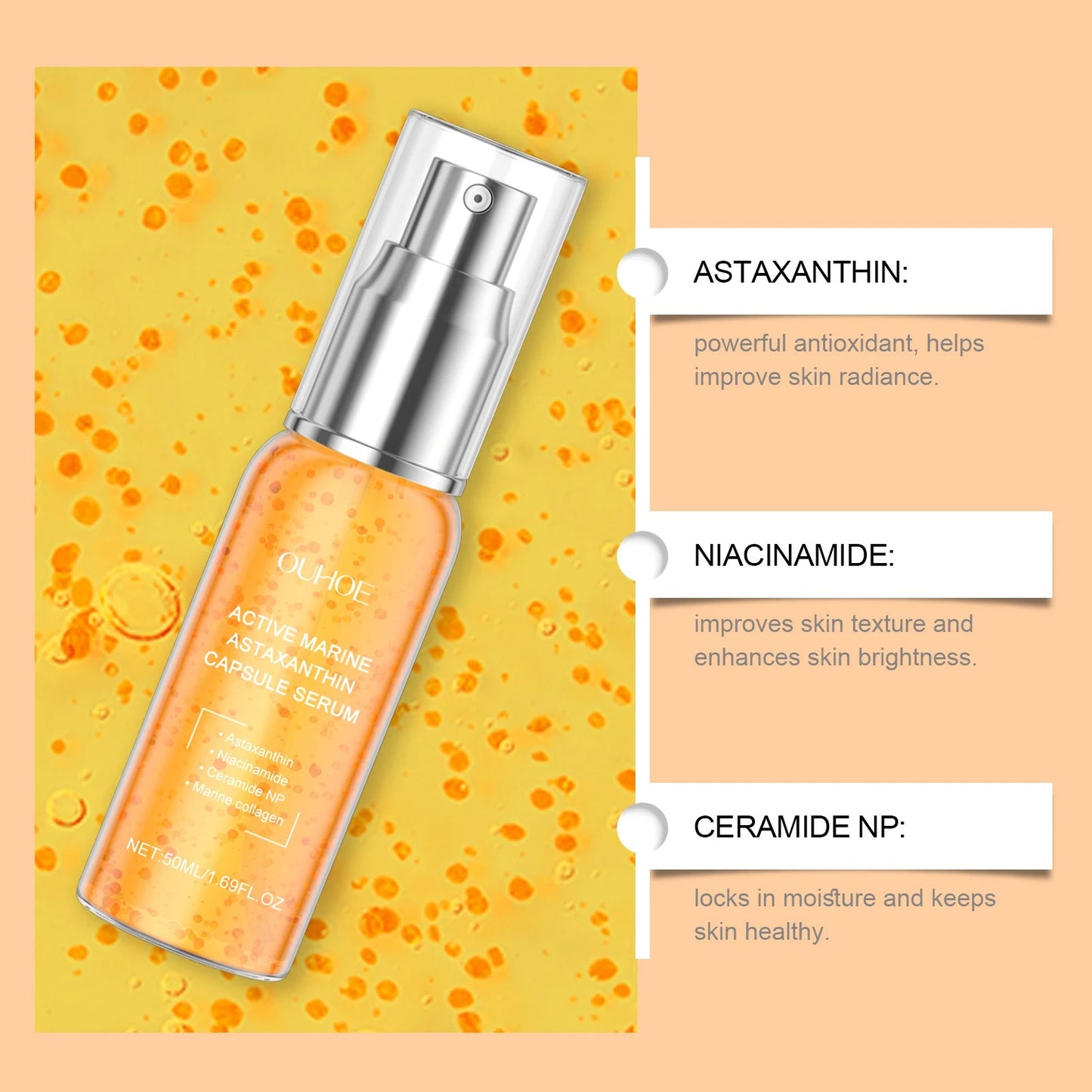 OUHOE Collagen Astaxanthin Face Capsule Serum