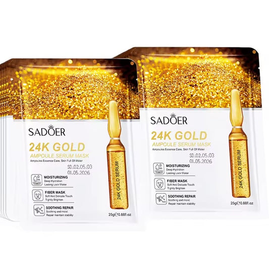 SADOER 24K Gold Vitamin C Hyaluronic Acid Ampoule Serum Face Mask