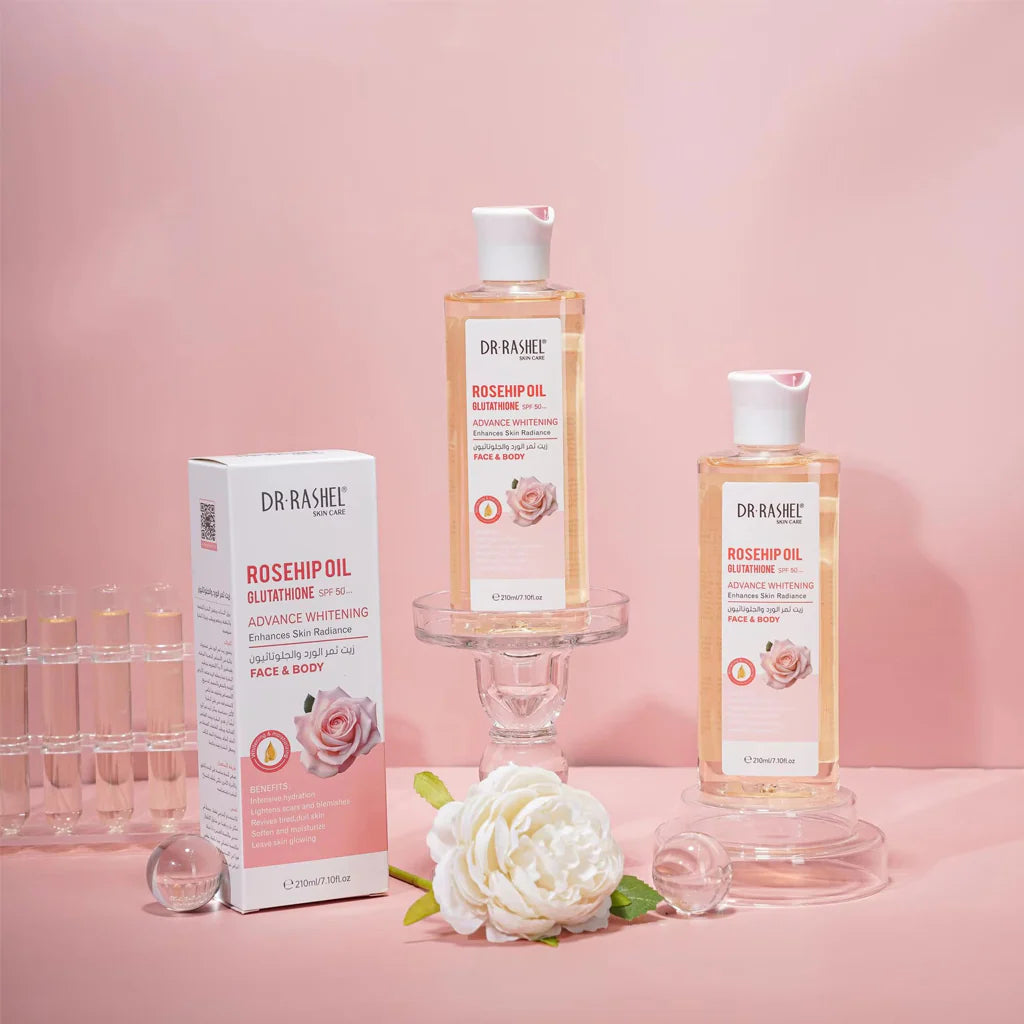 Dr. Rashel Rosehip Oil Glutathione SPF 50 Advance Whitening Face & Body – 210ml