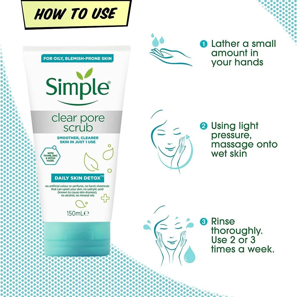 Simple Daily Skin Detox Clear Pore Facial Scrub – 150ml
