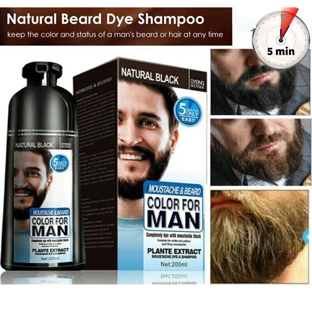 Natural Black Mustache & Beard Dye Shampoo