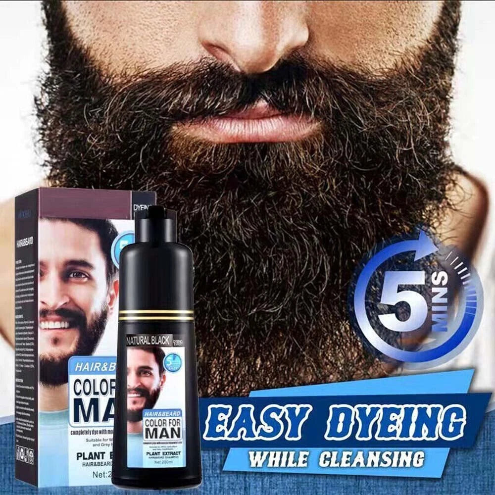 Natural Black Mustache & Beard Dye Shampoo