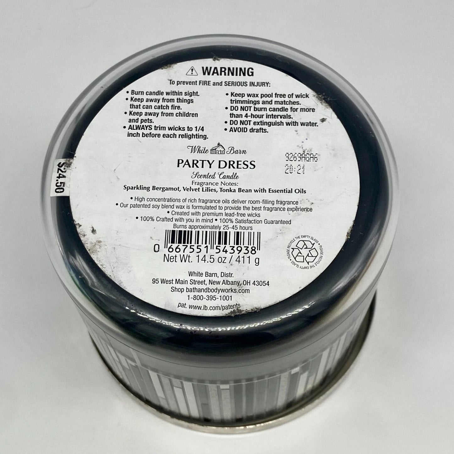 Bath & Body Works White Barn Party Dress 3-Wick Candle –411 g
