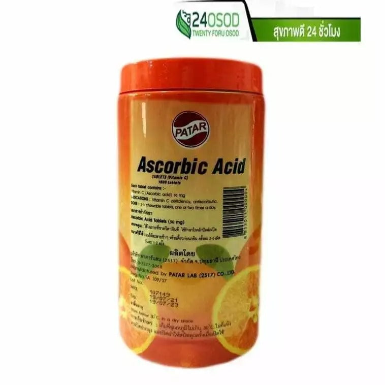 PATAR Ascorbic Acid Tablets - Vitamin C Orange Flavor