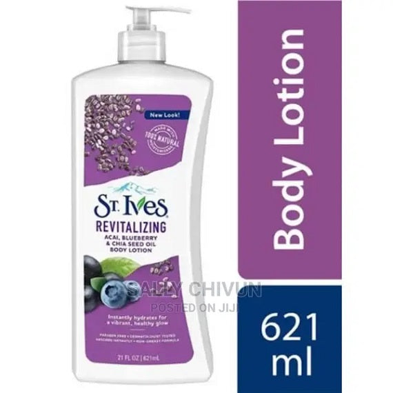 St. Ives Revitalizing Acai, Blueberry & Chia Seed Oil Body Lotion – 621ml