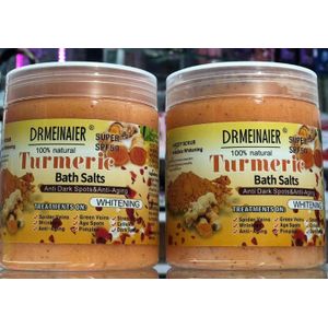 DR MEINAIER 2 PCs 100% Tumeric Bath Salt Anti-dark spots and Anti-aging Brightening Body Scrub