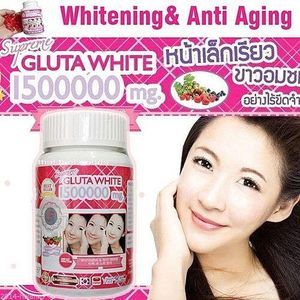 Gluta White Supreme White 1500000 Mg. -Grape Seed Extract, Co-enzyme Q10 - 30 Capsules. + Vitamin C