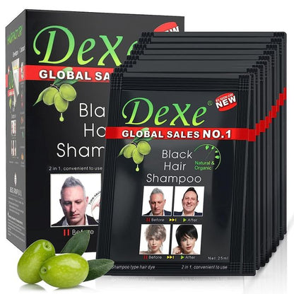 Dexe 10 PCS Black Hair Shampoo – Instant Hair Dye (Black Color)