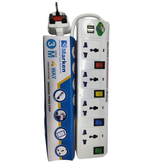 Marken 4-Way Extension with 2 USB Ports