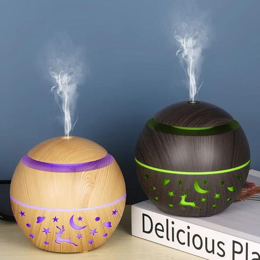 New Design Wood Mushroom Humidifier Diffuser with LED Light