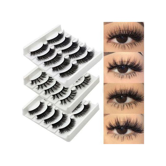Beauty 5 Pairs False Eyelashes – Synthetic Fiber