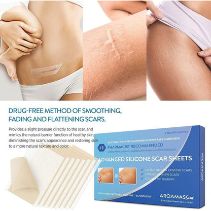 Aroamas Scar Removal Sheets – Professional Silicone Scar Treatment (8 Sheets | 4-Month Supply)