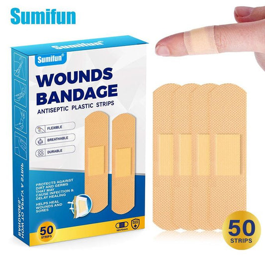 50 Pieces Waterproof Band-Aid – Non-Woven Elastic Wound Dressing